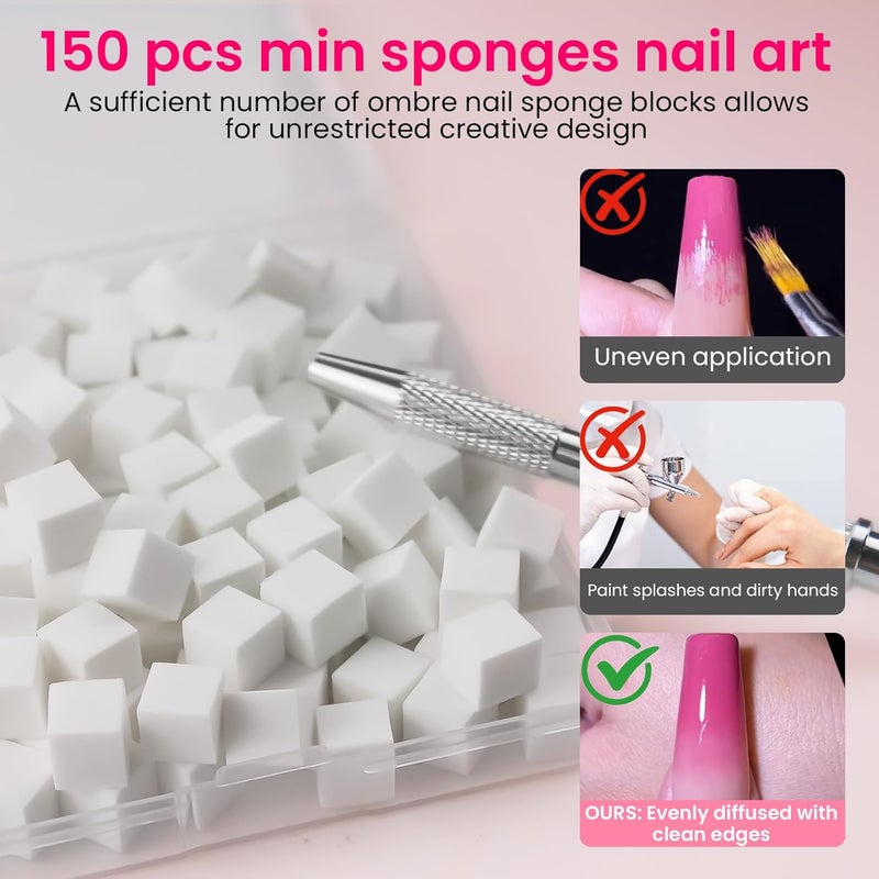 ESUOHYM 150PCS Nail Art Sponges for Ombre, 50 PCS Nail Art Palette Paper, Nail Polish Mix Rod, Grabbing Pen, Nail Art Ombre Brushes Supplies Design Tools Nail Tech Accessories for Salon & Home - Image 4